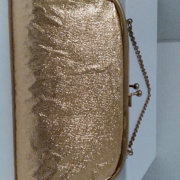 Vintage Gold Lame Handbag/Purse, Evening Clutch - Picture 3 of 6